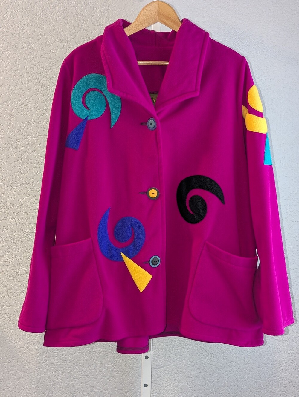 VTG Maralyce Ferree Abstract Fleece Art to Wear Jacket S